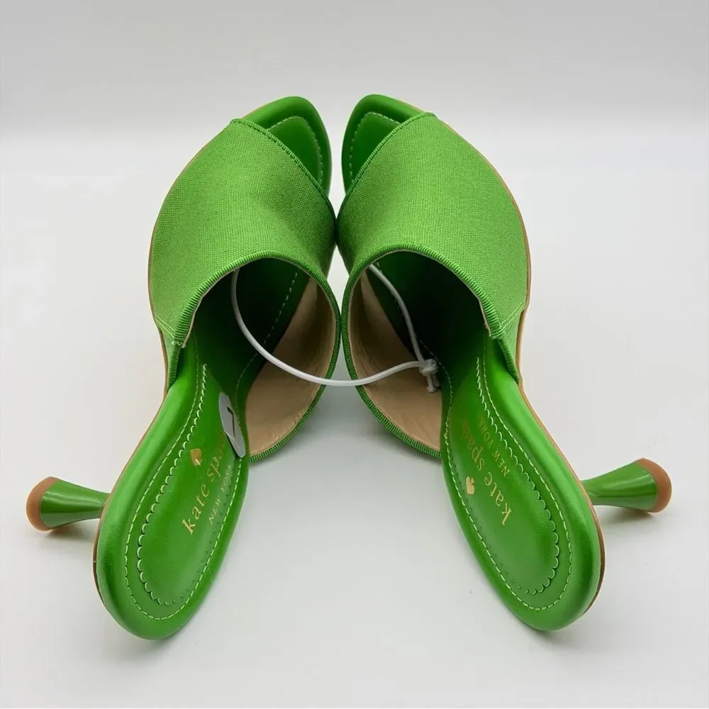 Kate Spade Marigold Kitten Heels Green Mules 7B NWOT